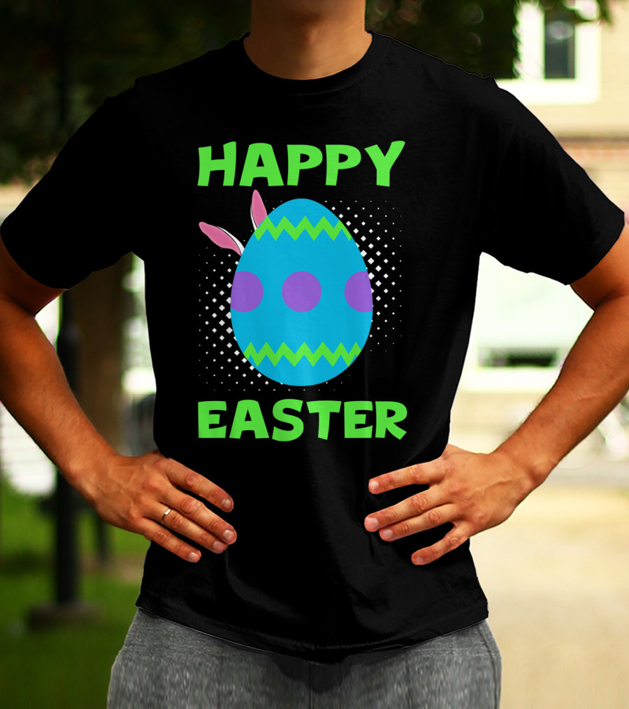 Happy Easter Colorful Egg Bunny Ears T-Shirt