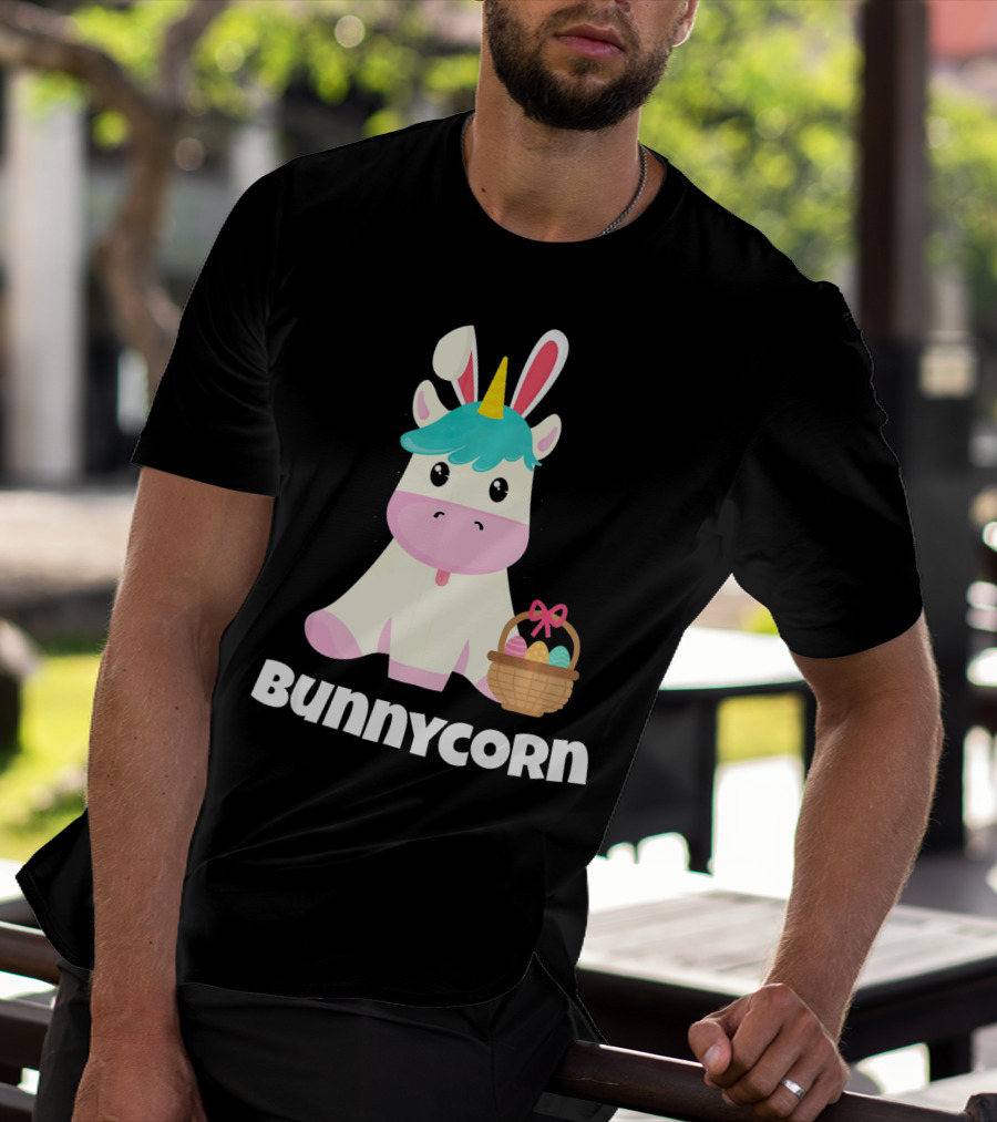 Bunnycorn Easter Unicorn With Bunny Ears And Basket T-Shirt