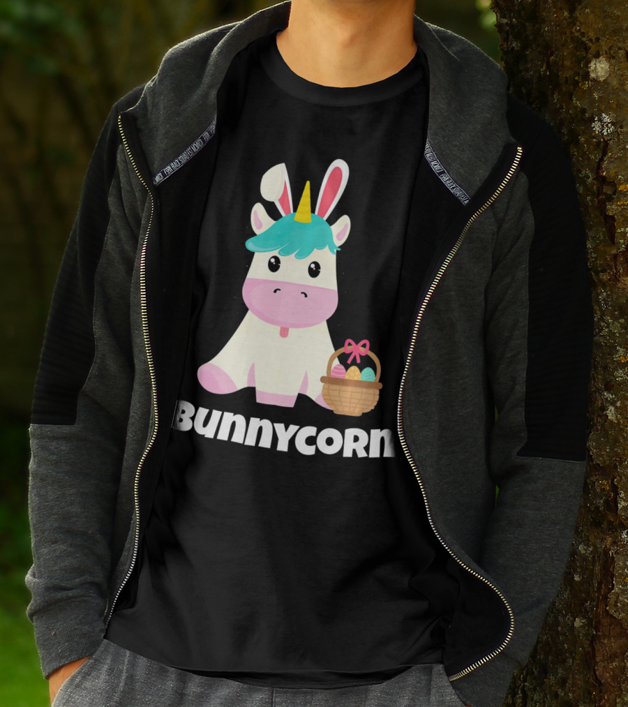 Bunnycorn Easter Unicorn With Bunny Ears And Basket T-Shirt
