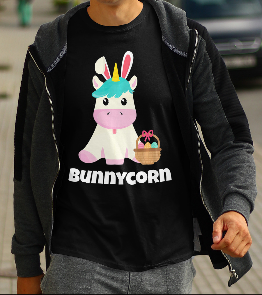 Bunnycorn Easter Unicorn With Bunny Ears And Basket T-Shirt