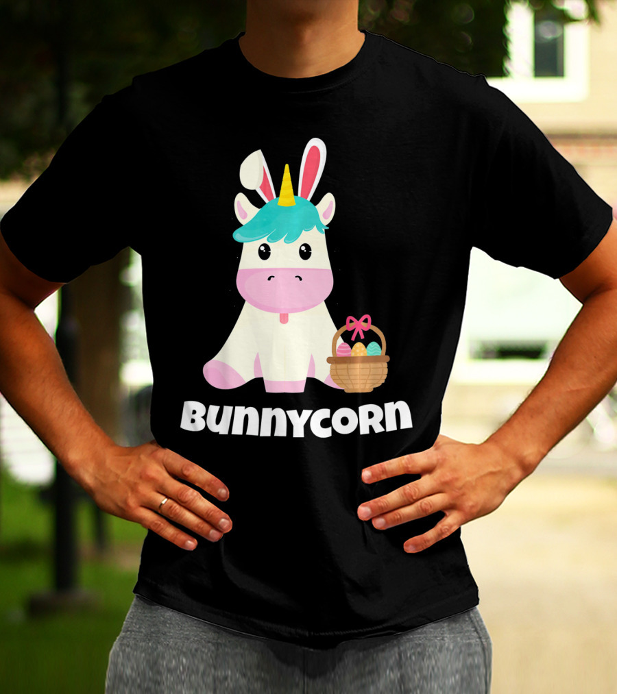 Bunnycorn Easter Unicorn With Bunny Ears And Basket T-Shirt