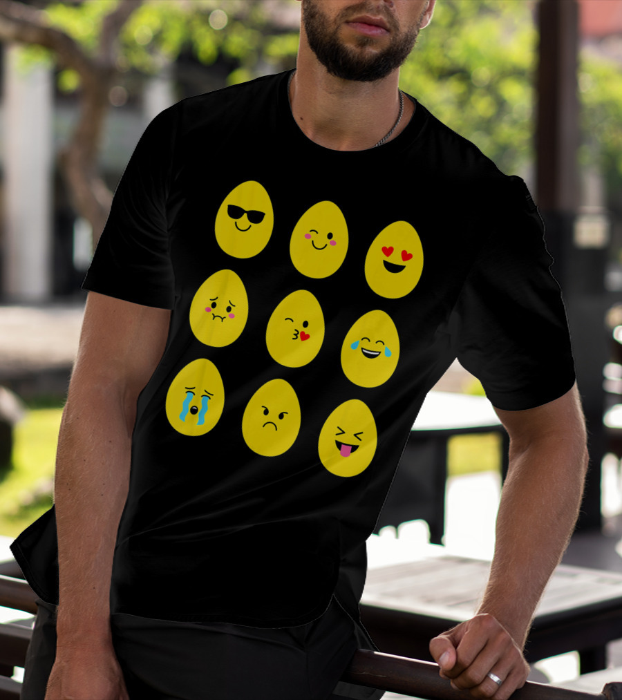 Funny Easter Emoticon Egg Faces With Expressions T-Shirt