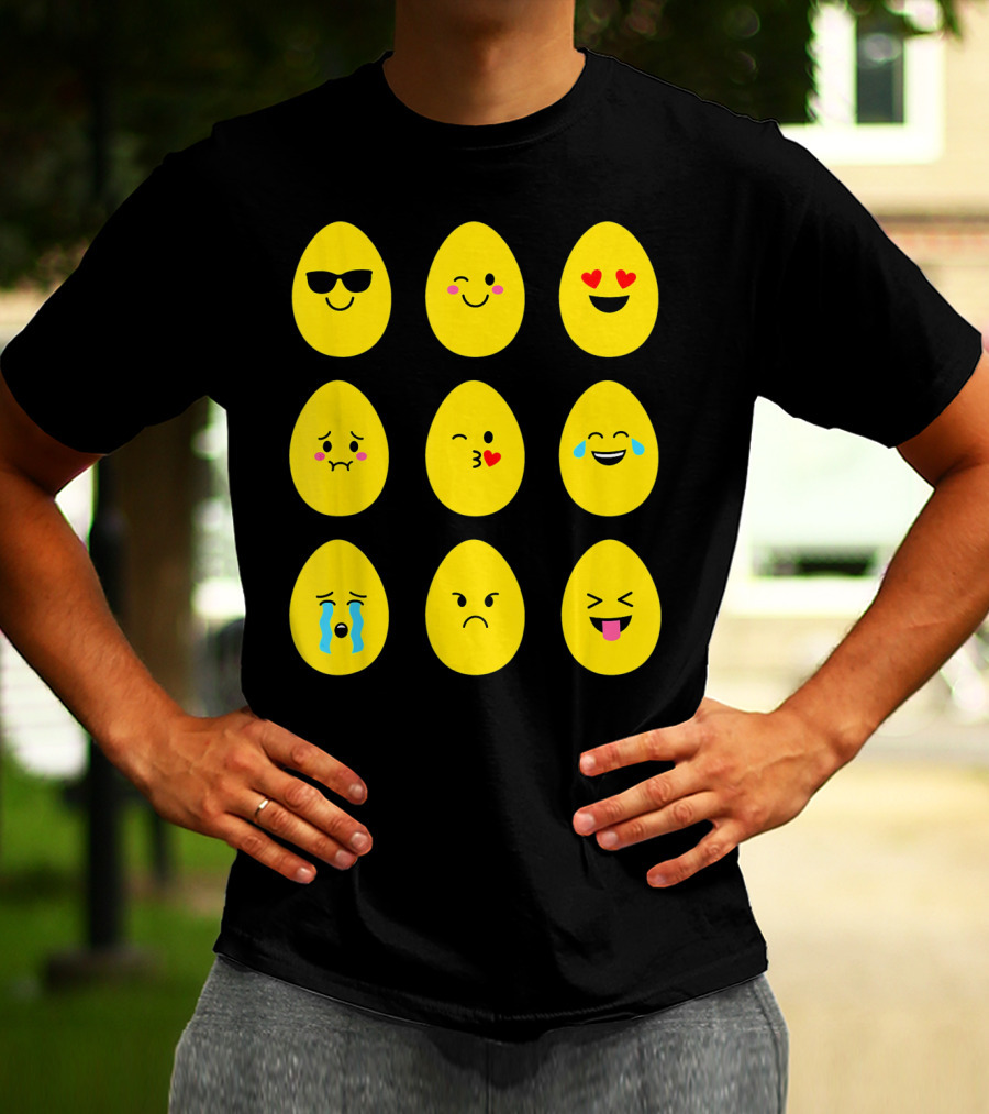 Funny Easter Emoticon Egg Faces With Expressions T-Shirt