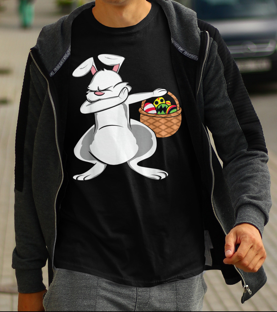 Easter Bunny Dab With Basket Of Colorful Eggs T-Shirt