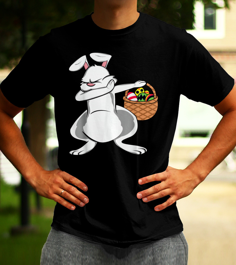 Easter Bunny Dab With Basket Of Colorful Eggs T-Shirt