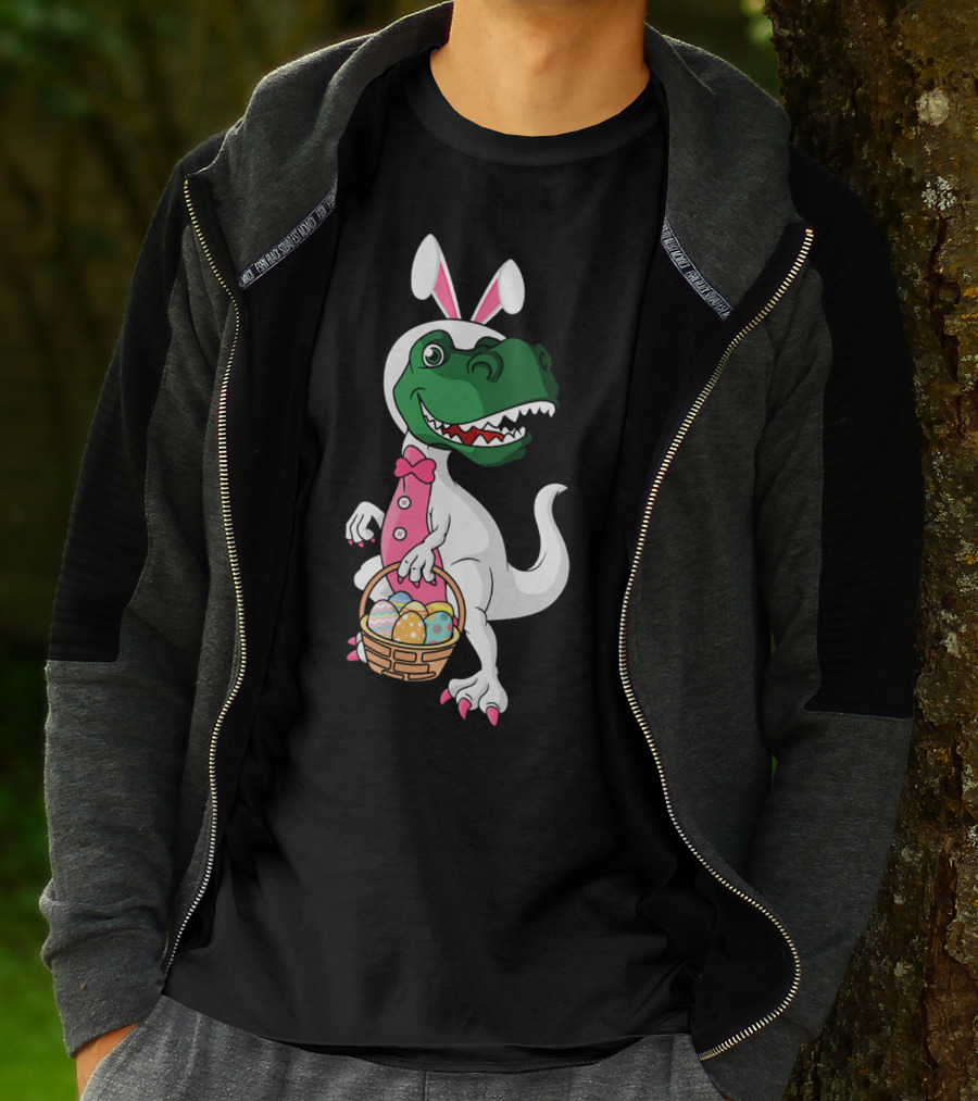 Funny Dinosaur Bunny Rex Easter Basket T-Shirt