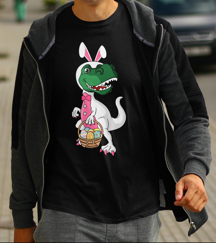 Funny Dinosaur Bunny Rex Easter Basket T-Shirt