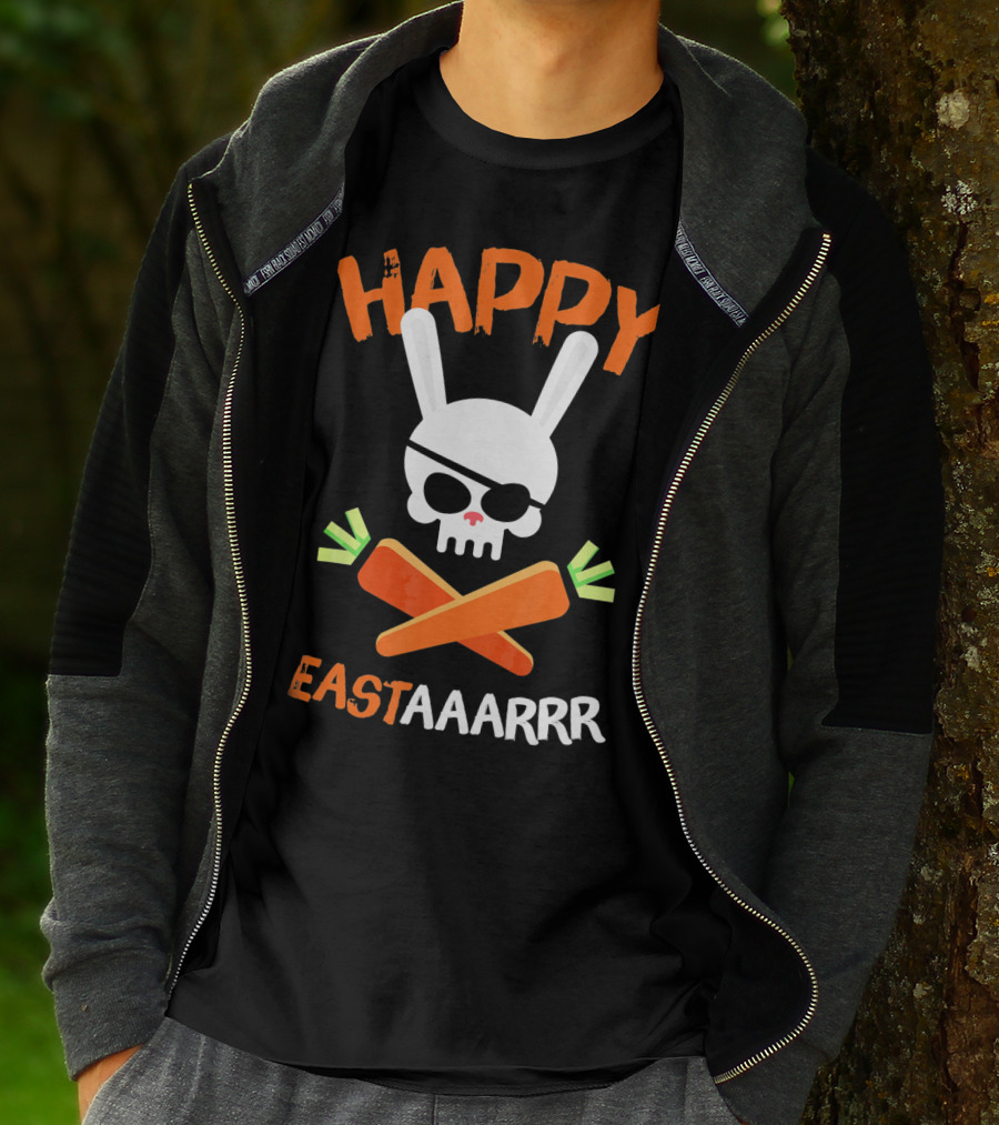 HAPPY EASTAAARRR Bunny Skull Pirate Carrots T-Shirt