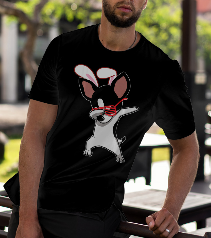 Easter Bunny Dabbing Chihuahua With Bunny Ears And Sunglasses T-Shirt