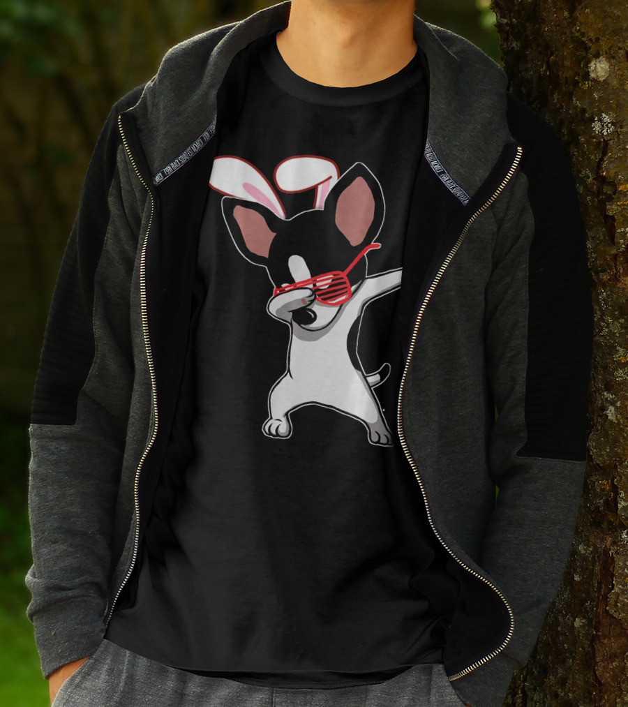 Easter Bunny Dabbing Chihuahua With Bunny Ears And Sunglasses T-Shirt