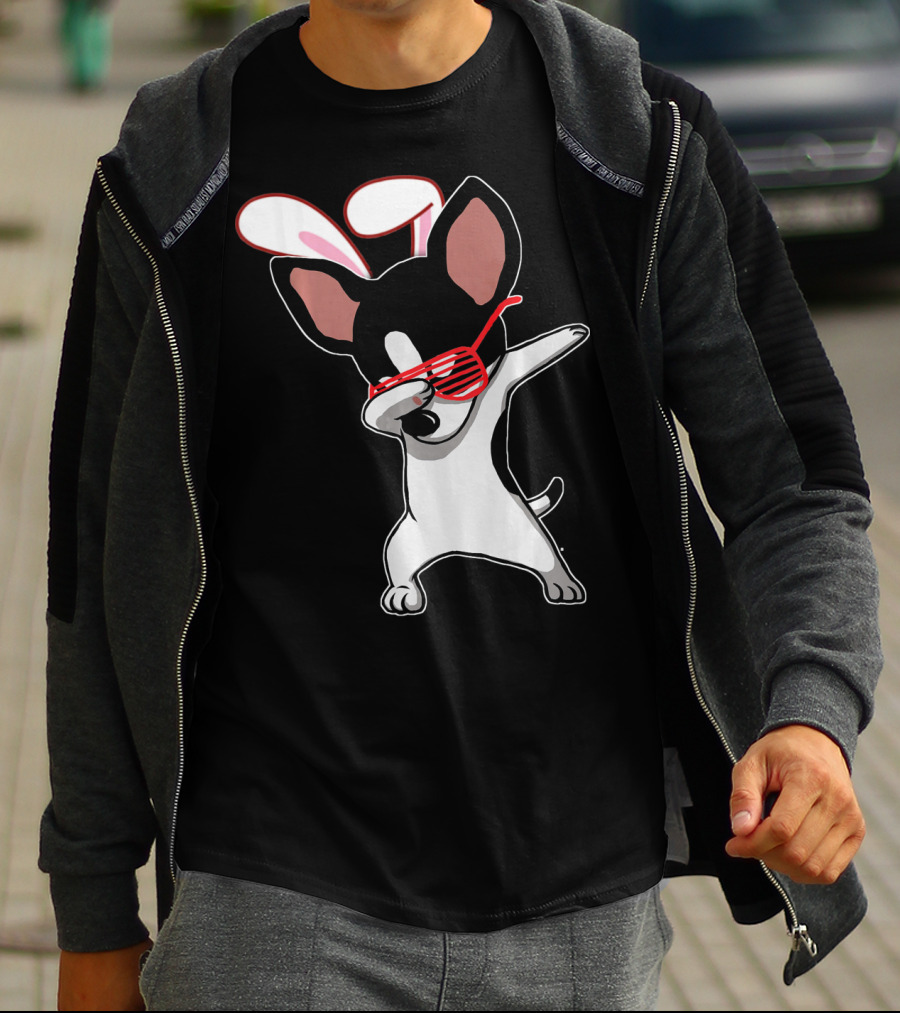 Easter Bunny Dabbing Chihuahua With Bunny Ears And Sunglasses T-Shirt