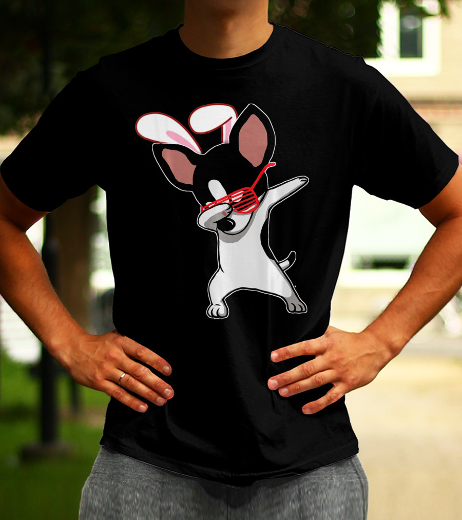 Easter Bunny Dabbing Chihuahua With Bunny Ears And Sunglasses T-Shirt