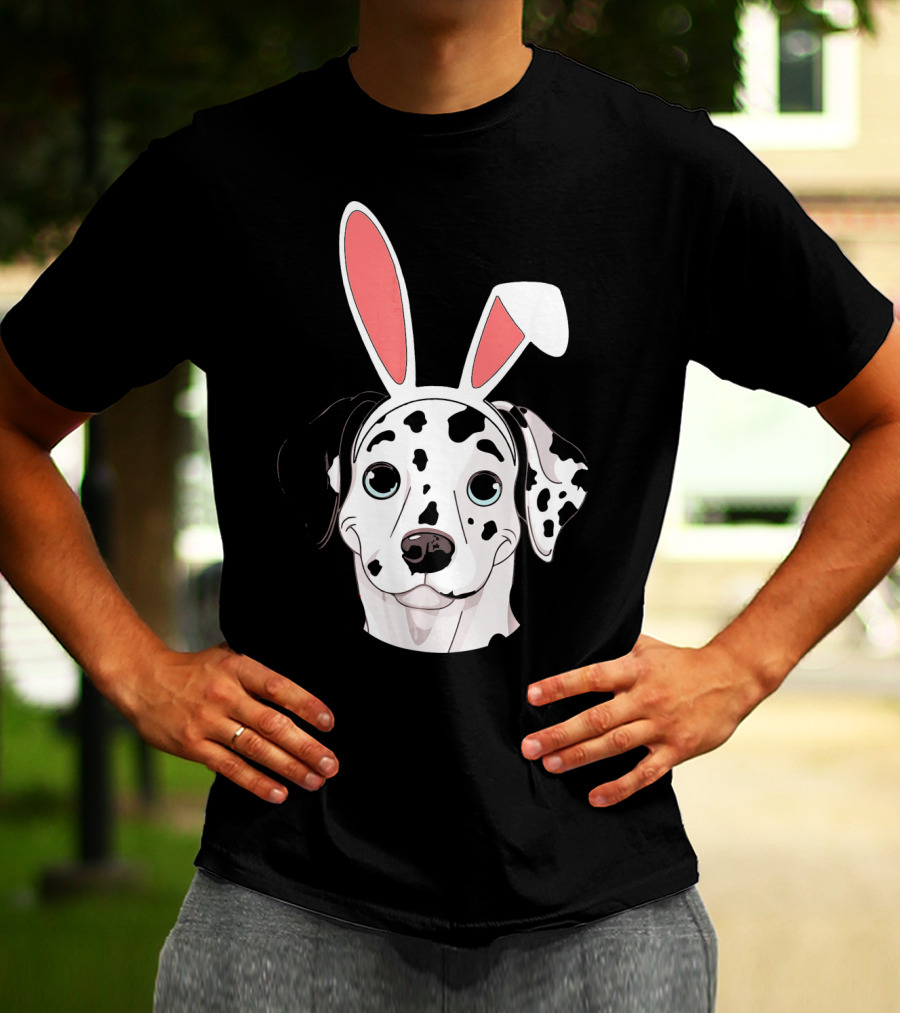 Dalmatian With Bunny Ears For Happy Easter T-Shirt