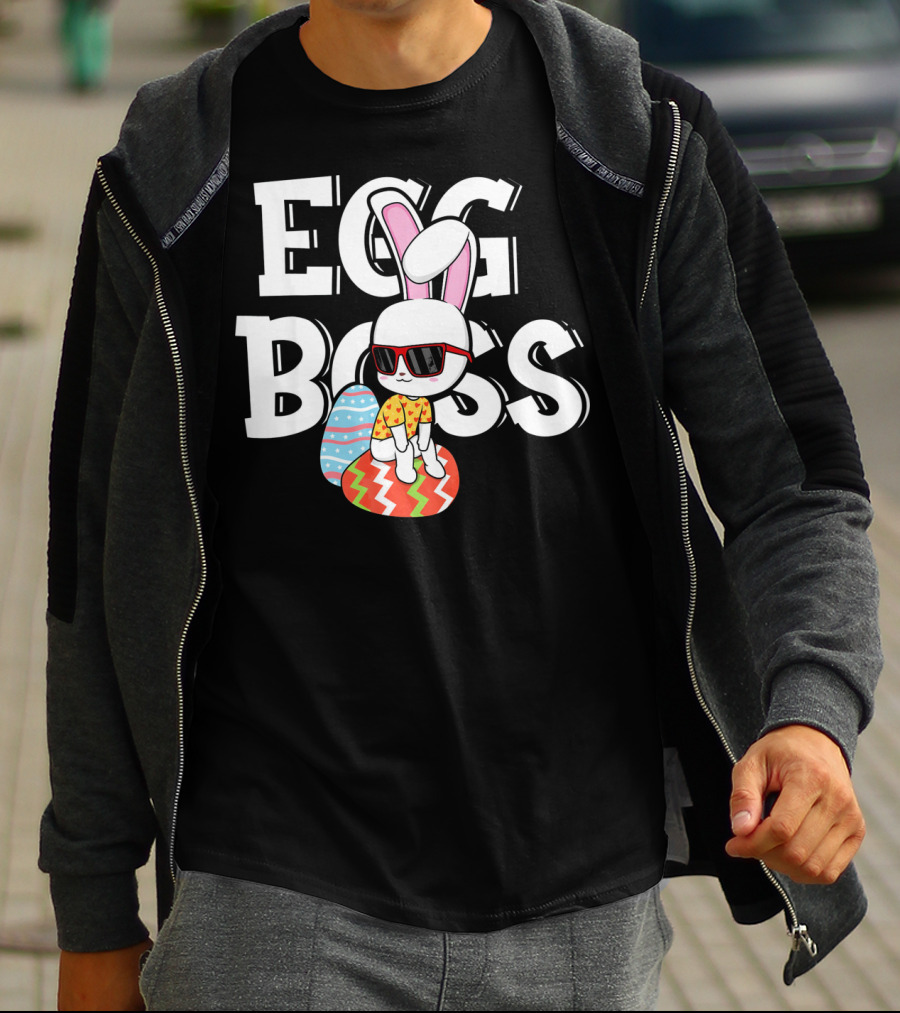 EGG BOSS Funny Easter Egg Bunny With Sunglasses T-Shirt