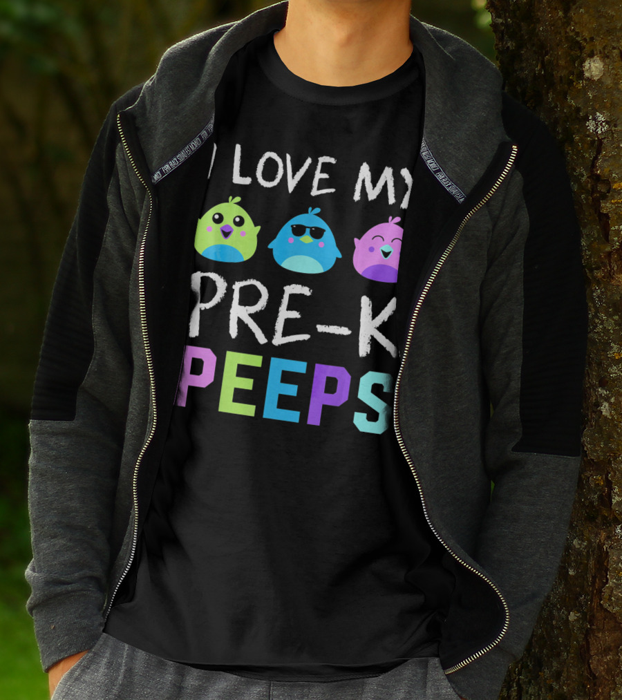 I Love My Pre K Peeps Colorful Easter Chicks Teacher T-Shirt