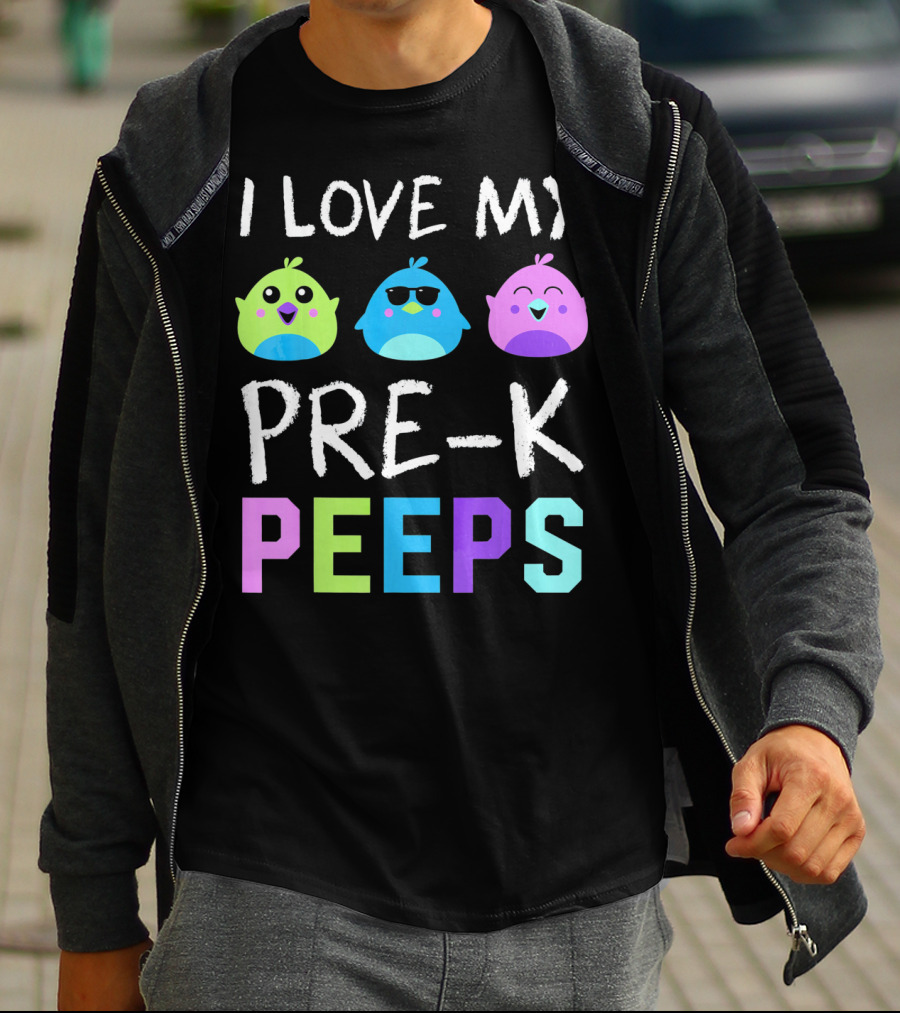 I Love My Pre K Peeps Colorful Easter Chicks Teacher T-Shirt