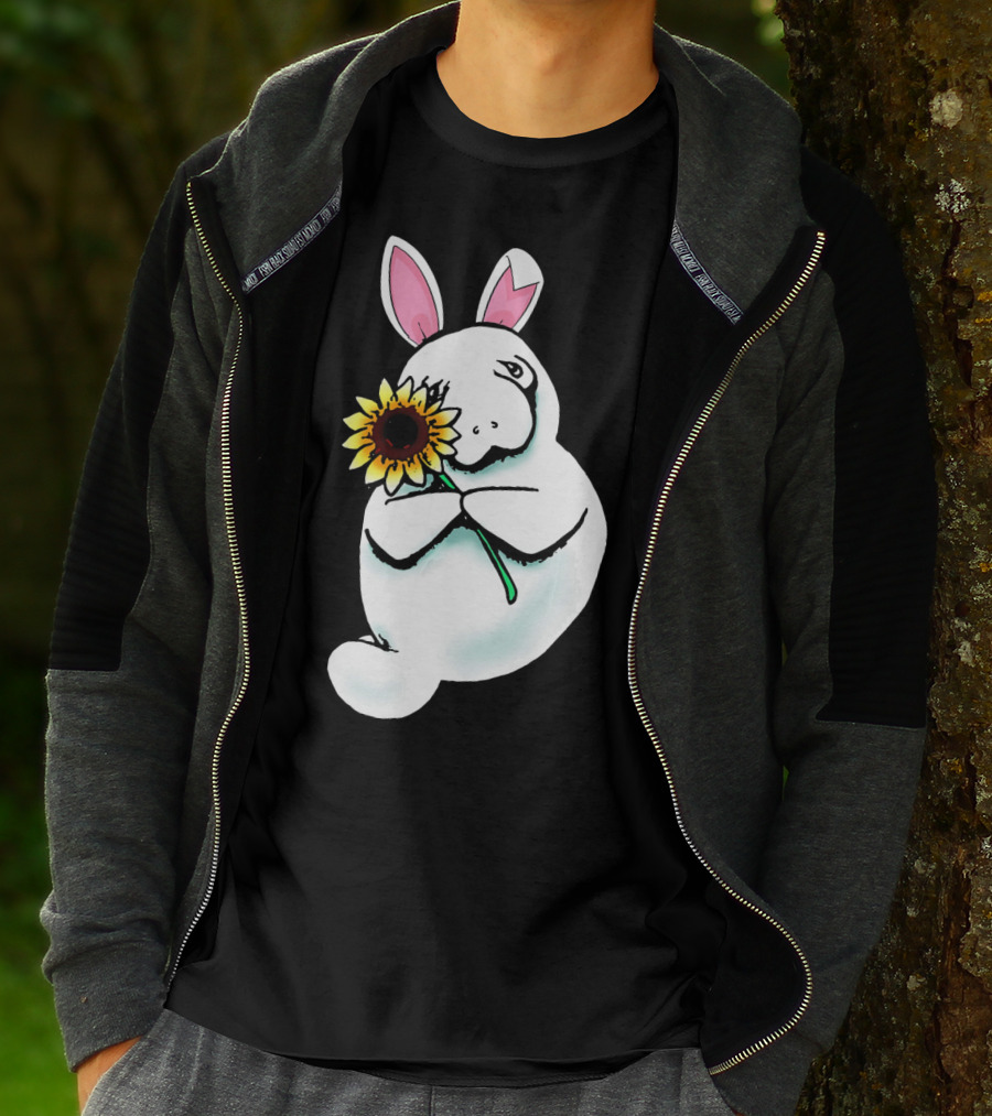 Sunflower Hugging Manatee Bunny T-Shirt