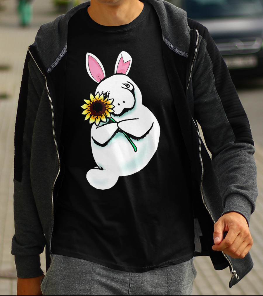 Sunflower Hugging Manatee Bunny T-Shirt
