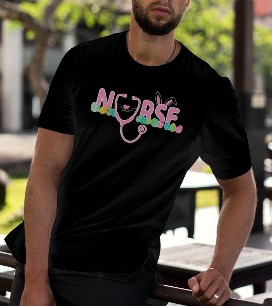 Nurse Stethoscope Easter Egg Bunny Ears T-Shirt