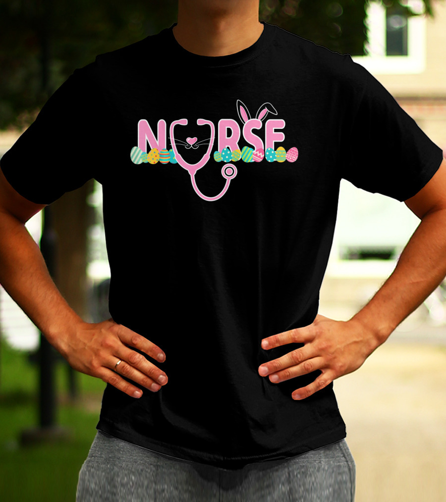 Nurse Stethoscope Easter Egg Bunny Ears T-Shirt