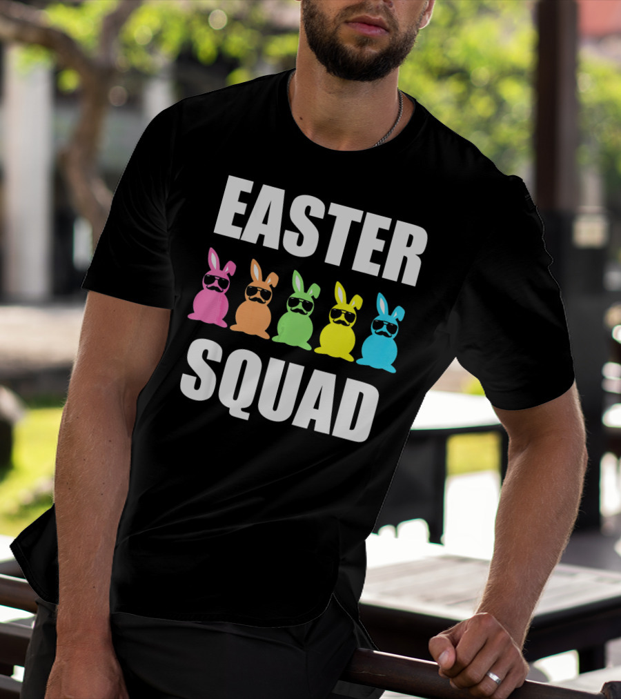 Easter Squad Family Funny Mustache Bunny Egg Hunting T-Shirt