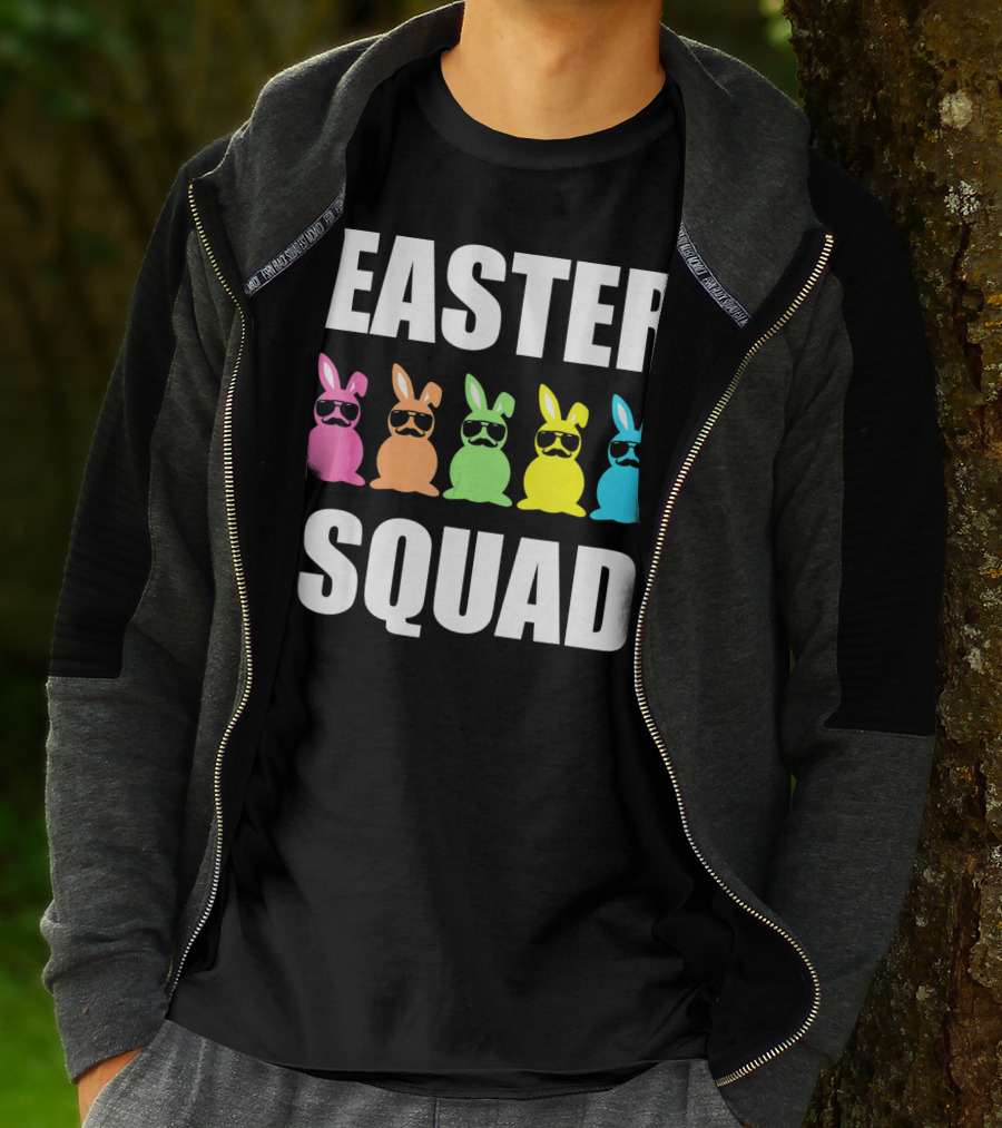 Easter Squad Family Funny Mustache Bunny Egg Hunting T-Shirt