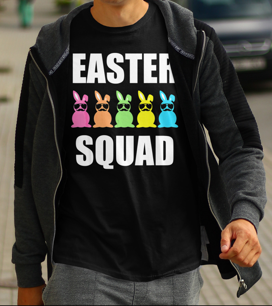 Easter Squad Family Funny Mustache Bunny Egg Hunting T-Shirt
