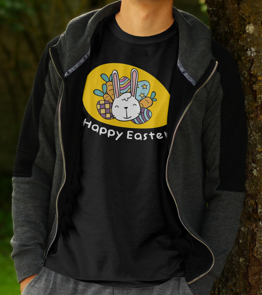 Happy Easter Bunny With Colorful Eggs T-Shirt