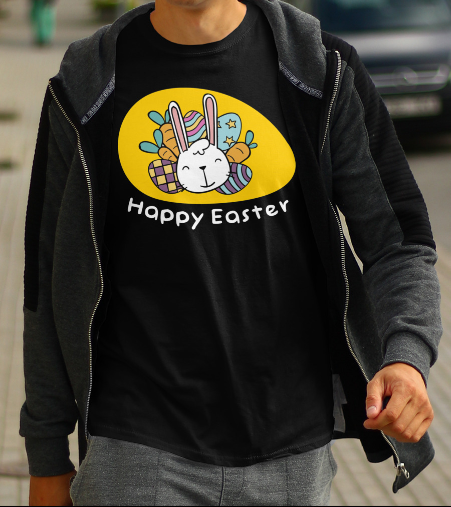 Happy Easter Bunny With Colorful Eggs T-Shirt