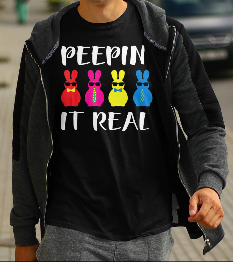 Peepin It Real Easter Bunni Sunglasses Bowties And Ties T-Shirt