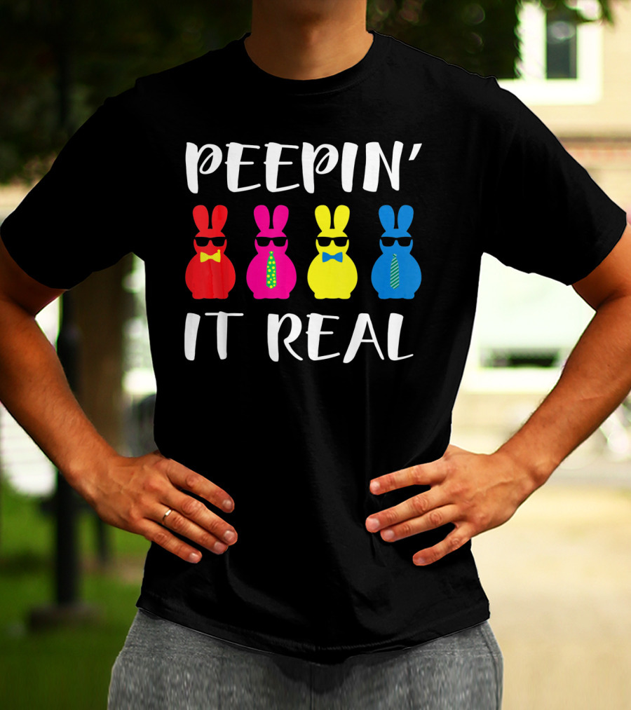 Peepin It Real Easter Bunni Sunglasses Bowties And Ties T-Shirt