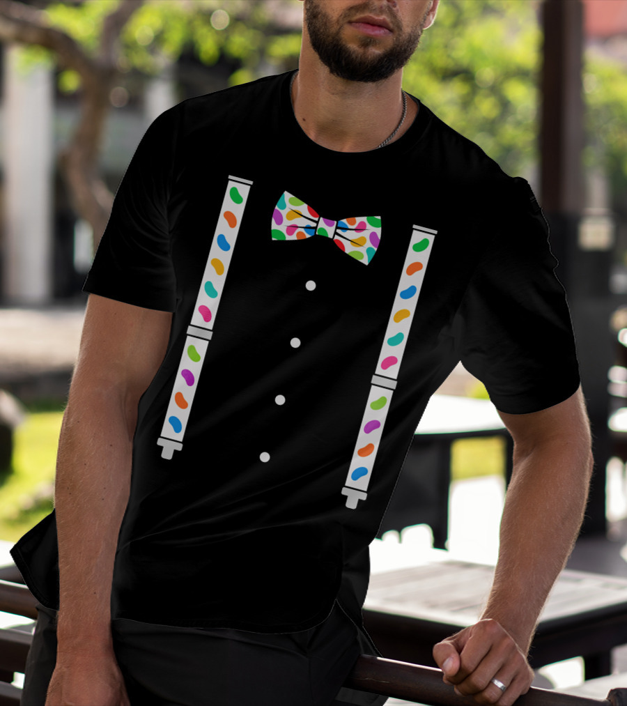 Easter Jelly Beans Bow Tie And Suspenders T-Shirt