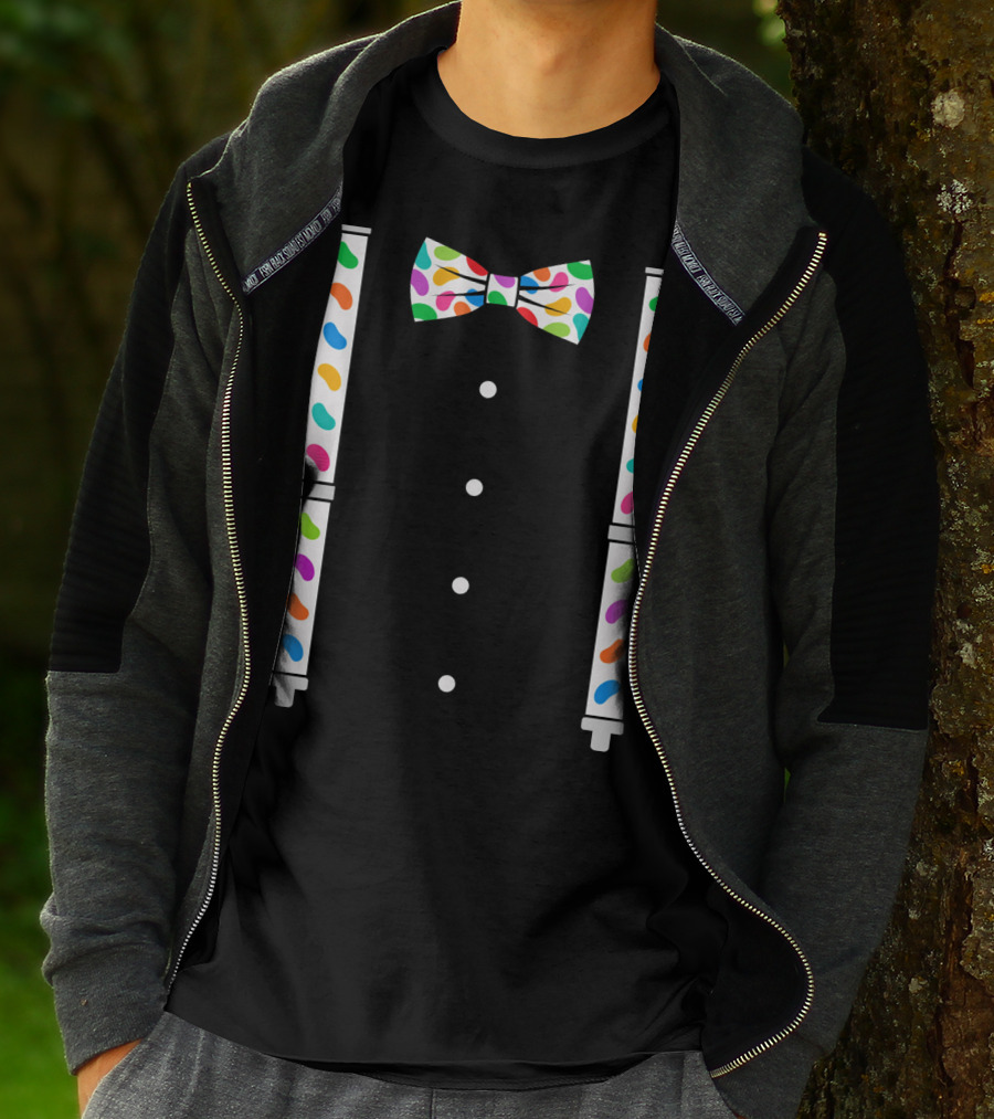 Easter Jelly Beans Bow Tie And Suspenders T-Shirt