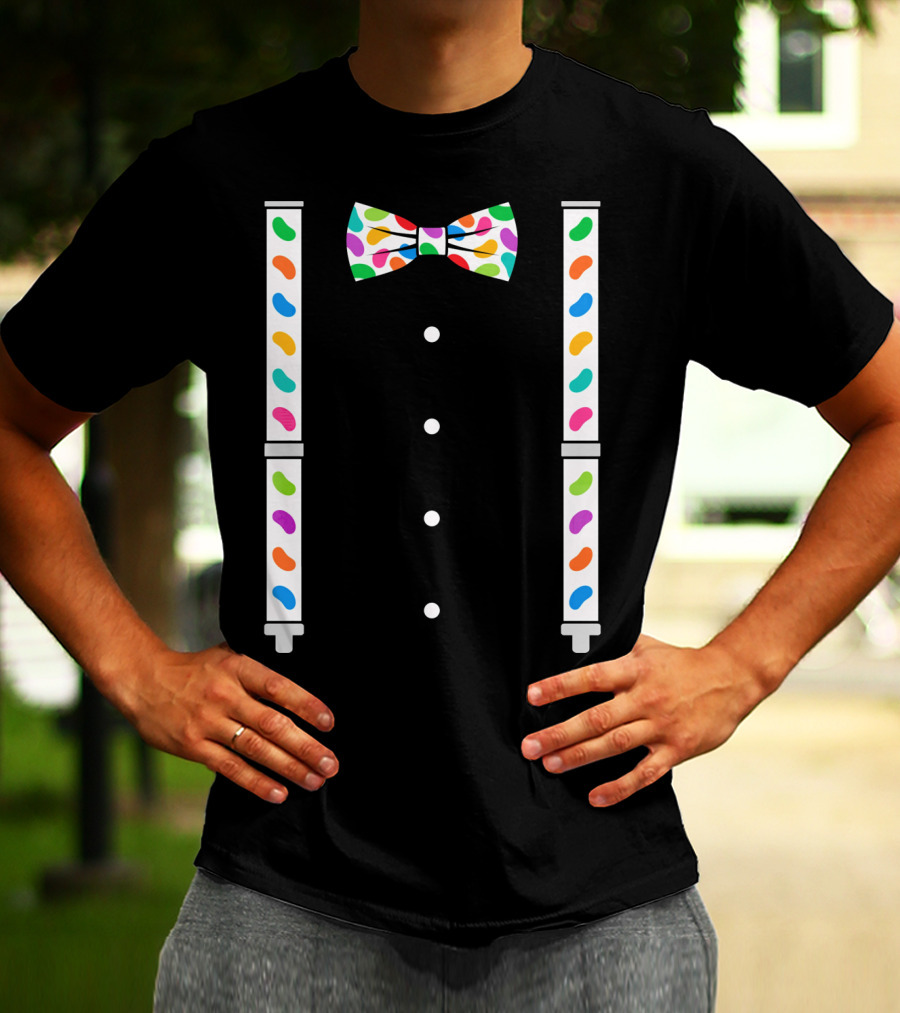 Easter Jelly Beans Bow Tie And Suspenders T-Shirt