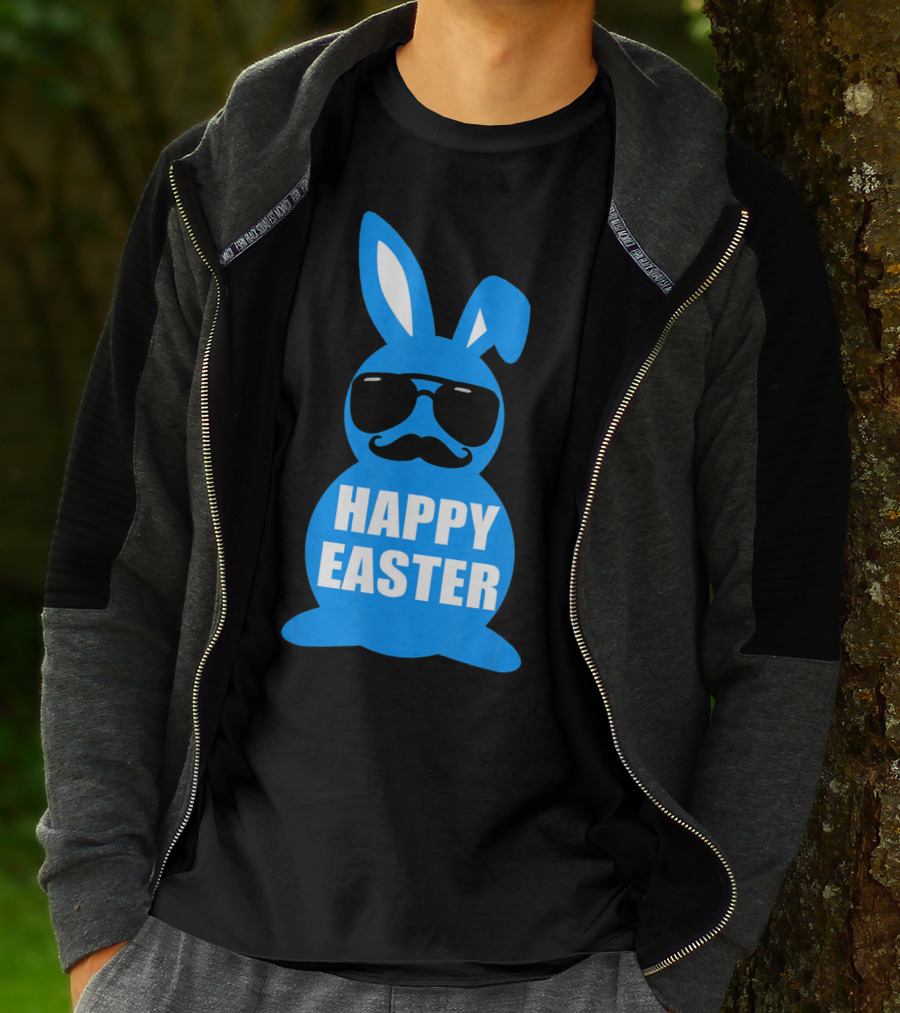 Happy Easter Bunny With Sunglasses And Mustache T-Shirt