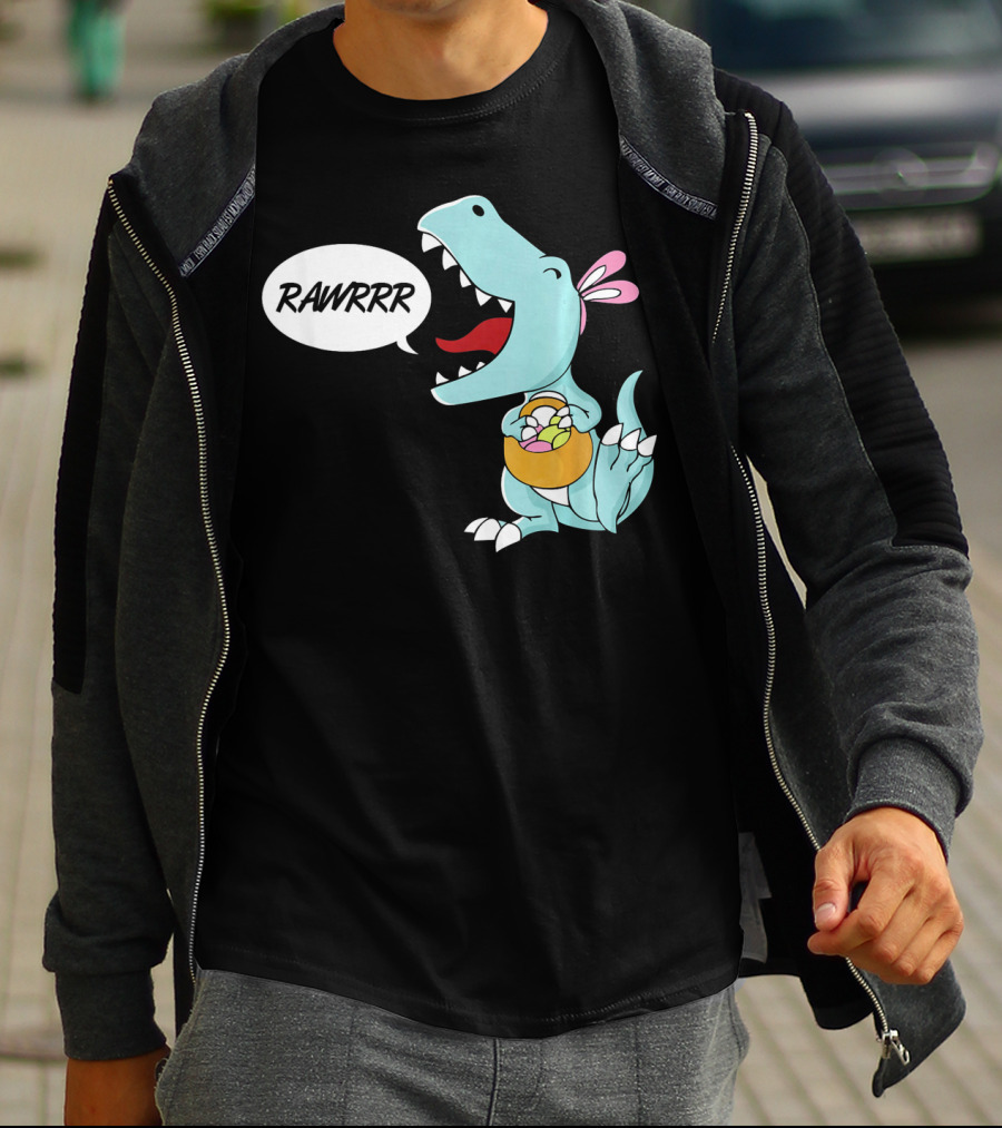 Rawrrr Bunnysaurus Rex Easter Dinosaur With Basket T-Shirt