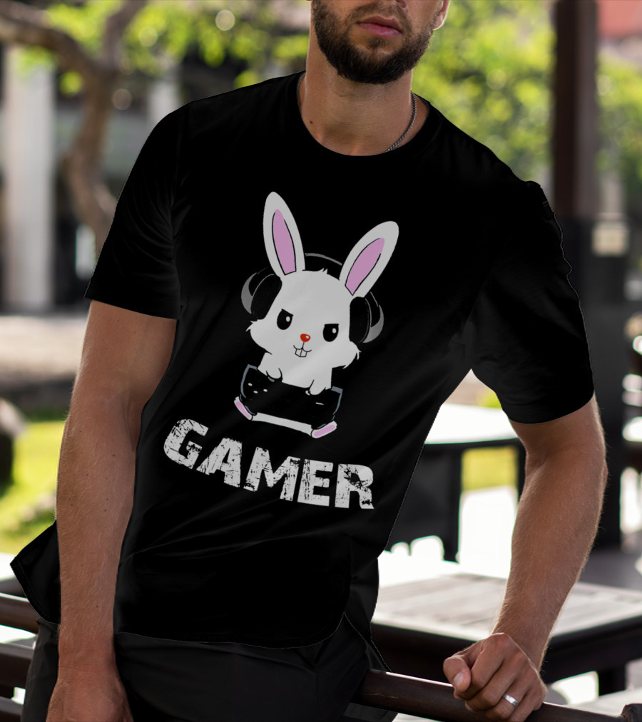 Gamer Bunny Headphones Easter Boys Gaming Men T-Shirt