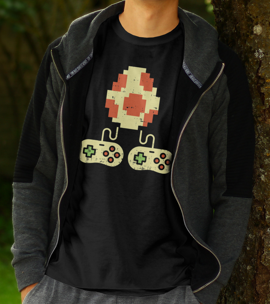 Easter Egg Pixel Art With Retro Game Controllers Gamer Gaming T-Shirt