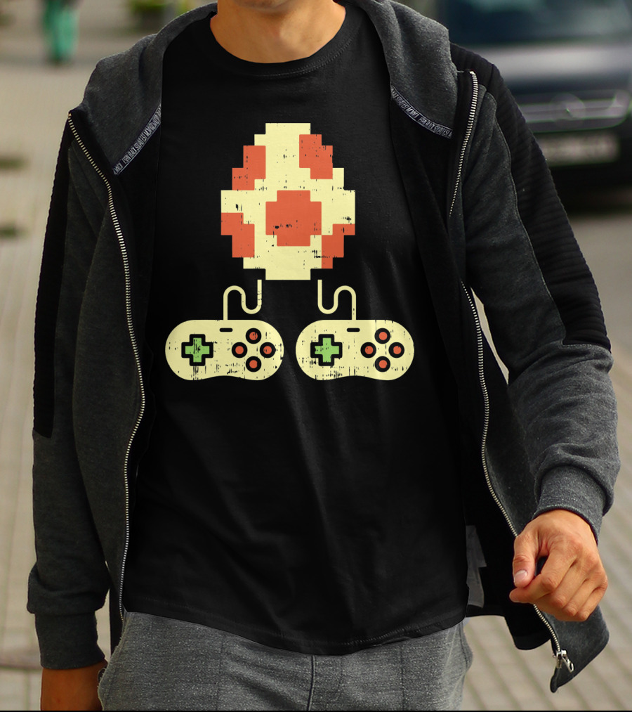 Easter Egg Pixel Art With Retro Game Controllers Gamer Gaming T-Shirt