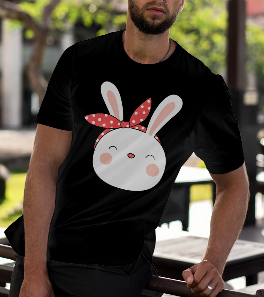 Easter Bunny With Polka Dot Headband T-Shirt