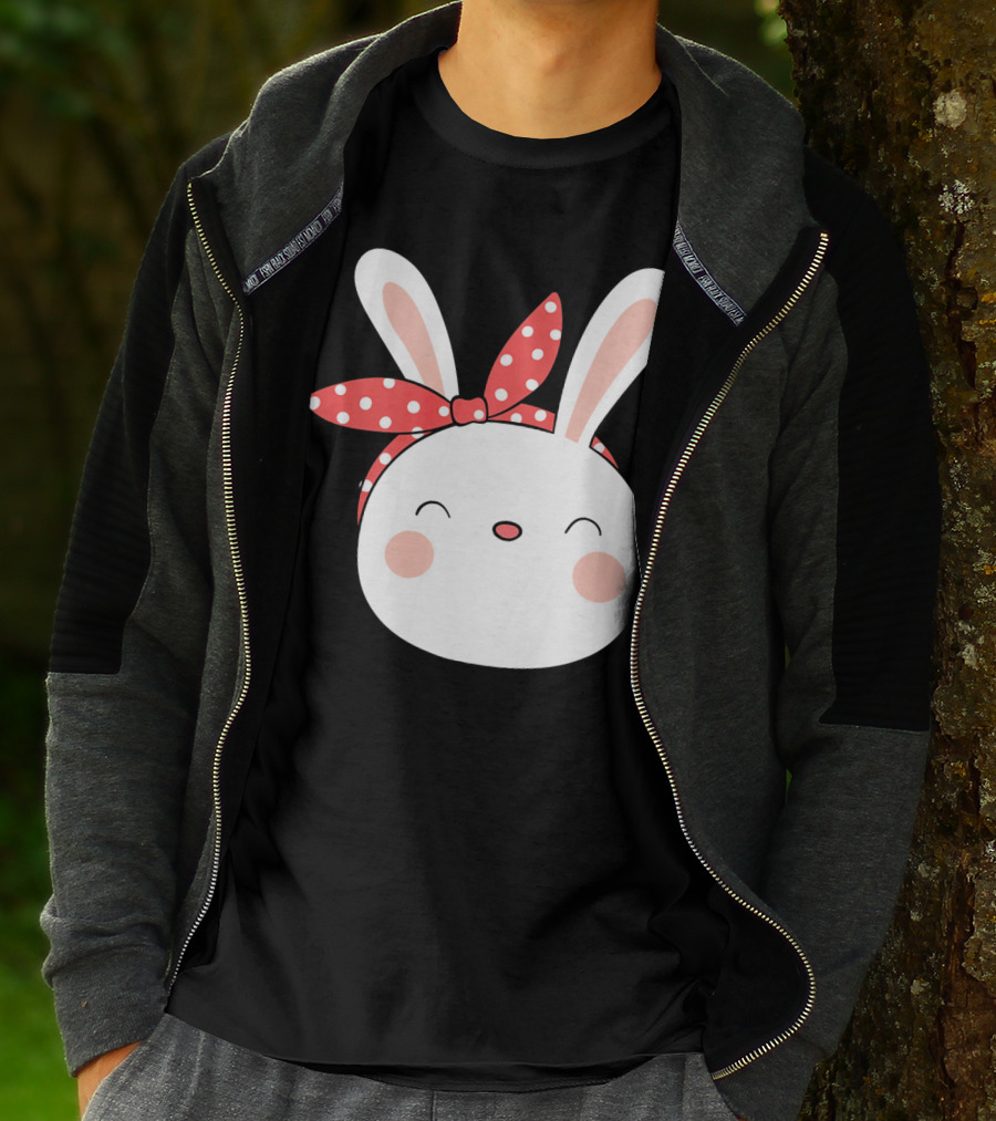 Easter Bunny With Polka Dot Headband T-Shirt