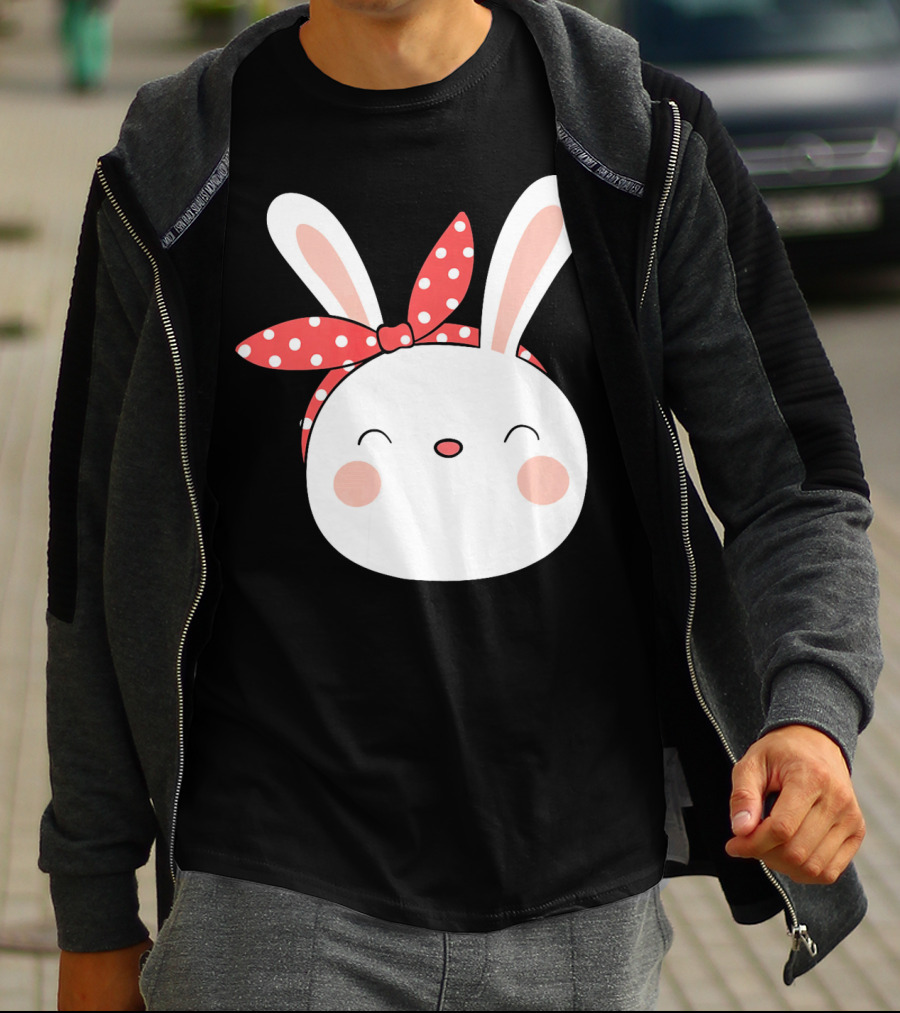 Easter Bunny With Polka Dot Headband T-Shirt