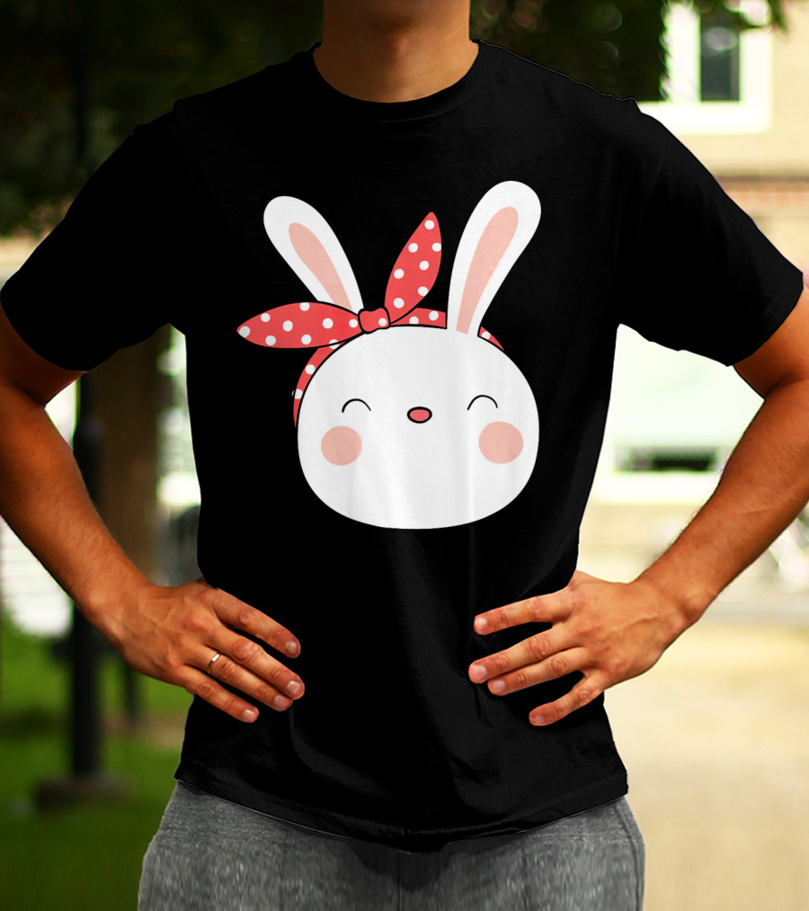 Easter Bunny With Polka Dot Headband T-Shirt