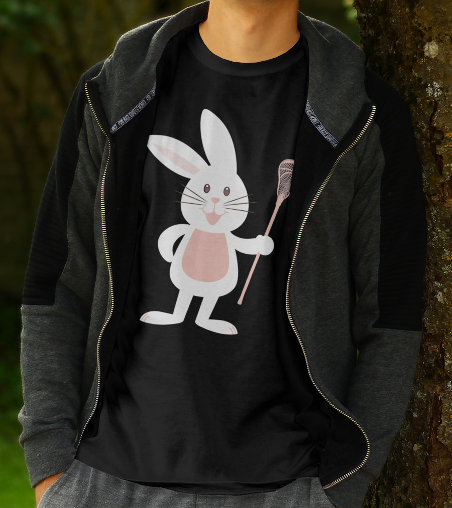 Cute Lacrosse Easter Bunny Holding Stick T-Shirt