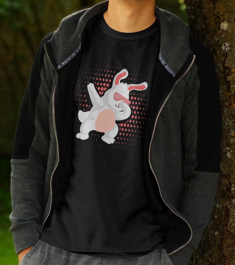 Funny Dabbing Hip Hop Bunny Easter With Shades T-Shirt
