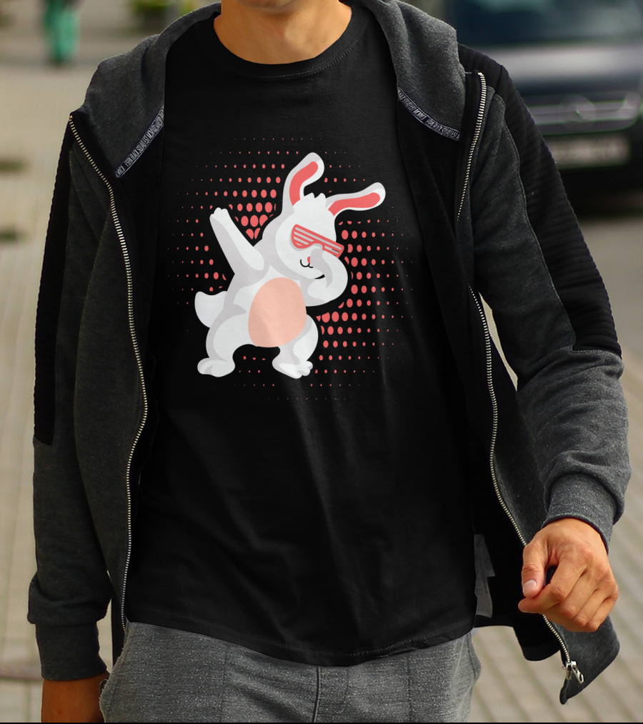 Funny Dabbing Hip Hop Bunny Easter With Shades T-Shirt