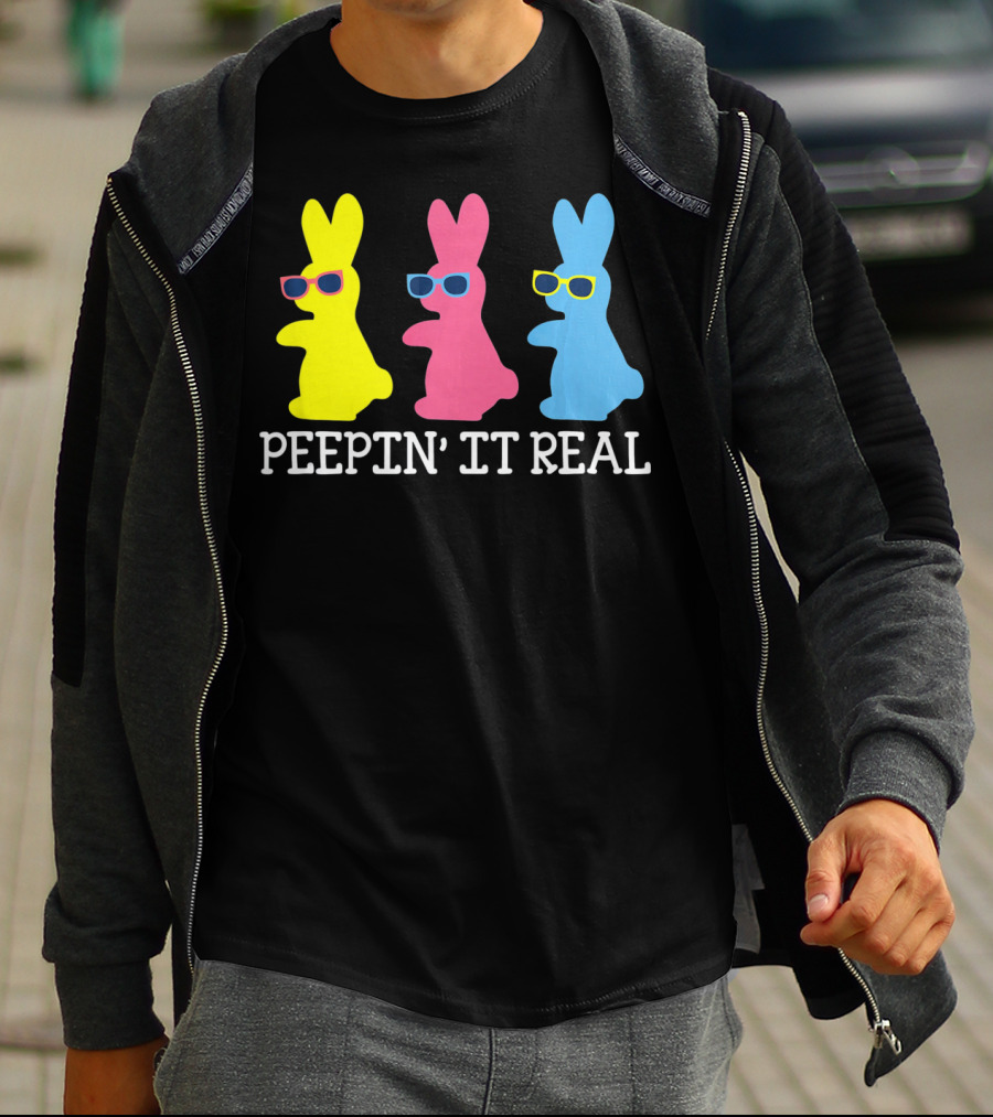 Peepin It Real Colorful Easter Bunny Sunglasses Trio T-Shirt