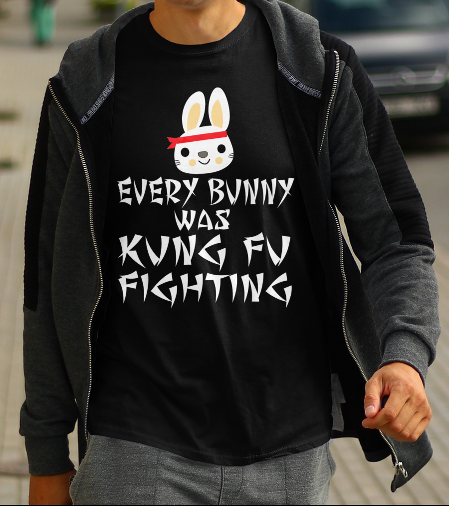 Every Bunny Was Kung Fu Fighting Bunny With Red Bandana T-Shirt