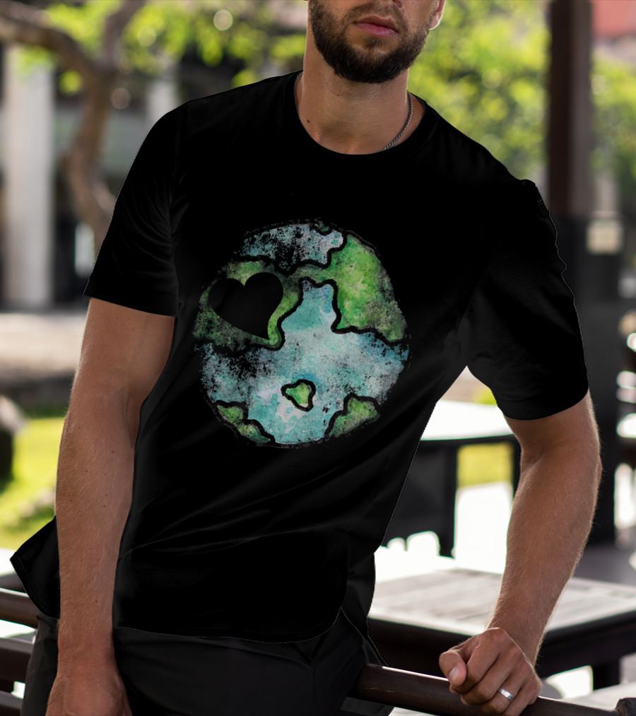 Earth Day Love Heart Vintage Artistic Planet T-Shirt