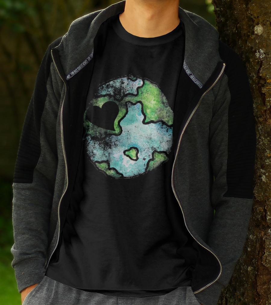 Earth Day Love Heart Vintage Artistic Planet T-Shirt